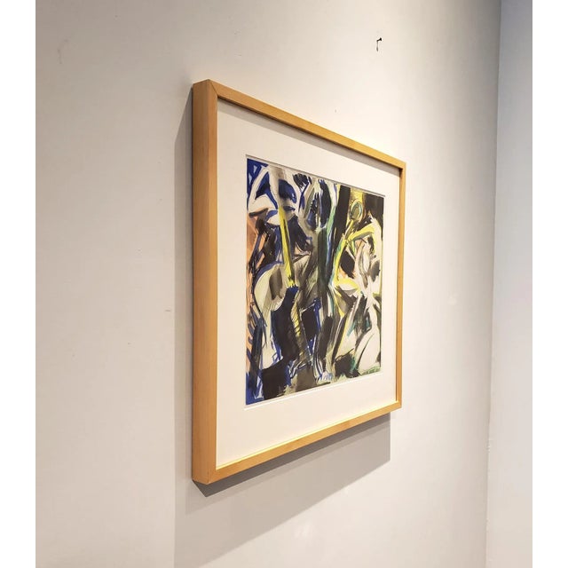 Beautiful watercolor on paper of dancing figures by French-American artist Jacques Lamy. Signed on bottom left. Framed and...