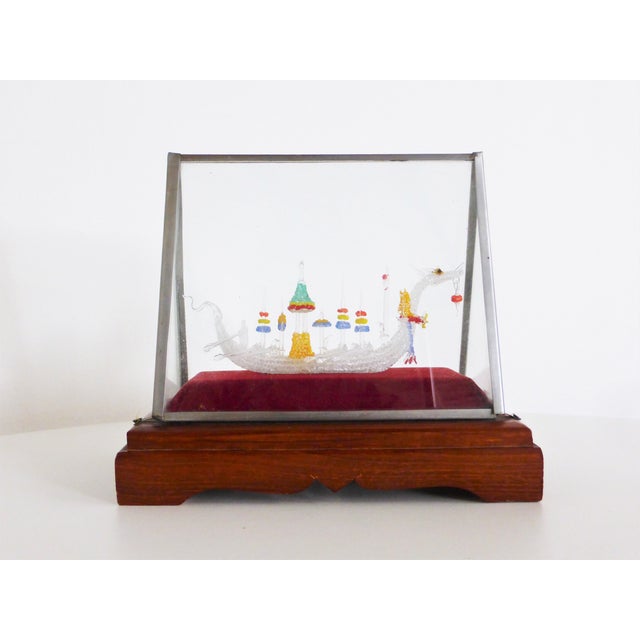 Glass Case with Handmade Viking ship, 1960s For Sale - Image 9 of 9