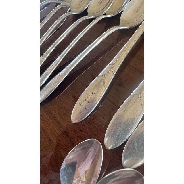 Vintage Silverplate Lady Hamilton Silver Flatware Set, Art Deco, C1932 Oneida Rare - 44 pcs For Sale In San Diego - Image 6 of 13