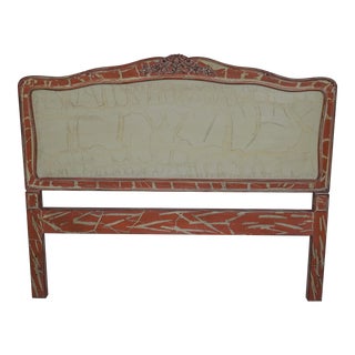 French Louis XV Distressed Painted Queen or Full Bed Headboard For Sale