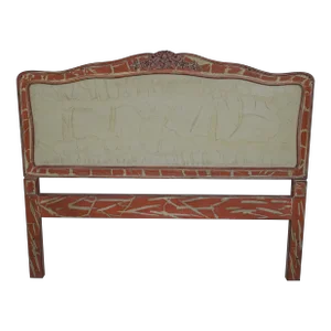 French Louis XV Distressed Painted Queen or Full Bed Headboard