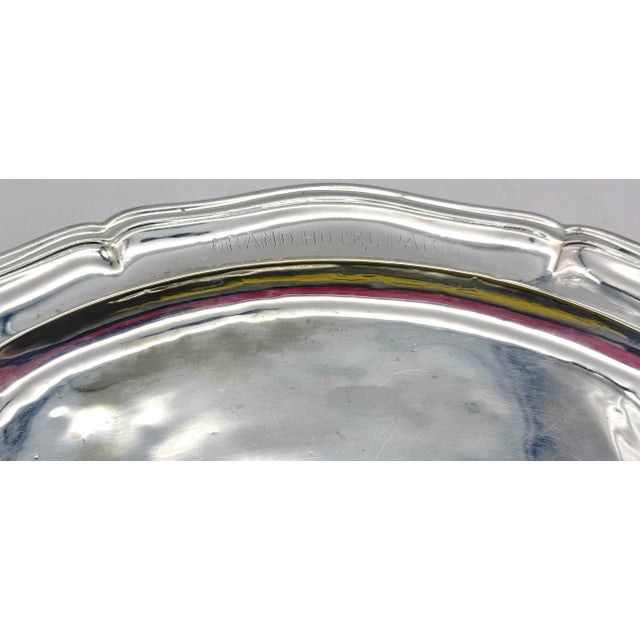 Traditional Christofle 'Grand Hotel Paris' Silver-Plated Oval Tray, circa 1920s For Sale - Image 3 of 3