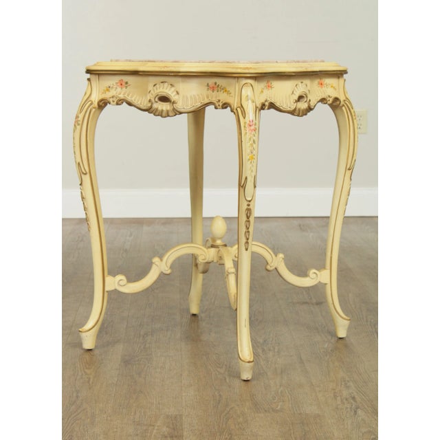 Stone Vintage Italian Painted Marble Top Side Table For Sale - Image 7 of 13