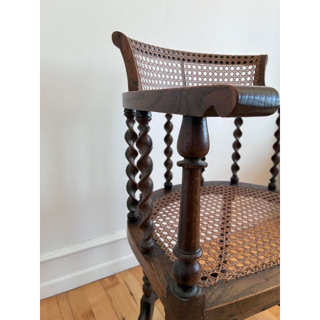 Edwardian Barley Twist Armchair With Cane, English, Early 20th Century For Sale - Image 9 of 16