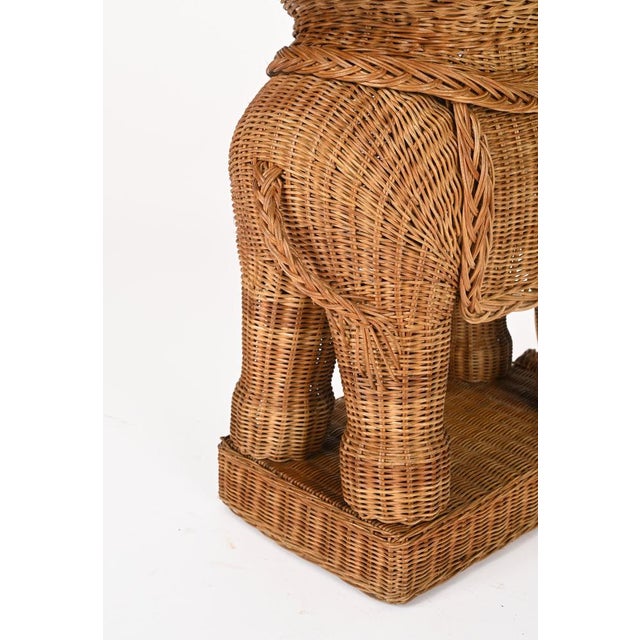 Wood Large Rattan and Wicker Elephant Side Table from Vivai Del Sud, Italy, 1970s For Sale - Image 7 of 16