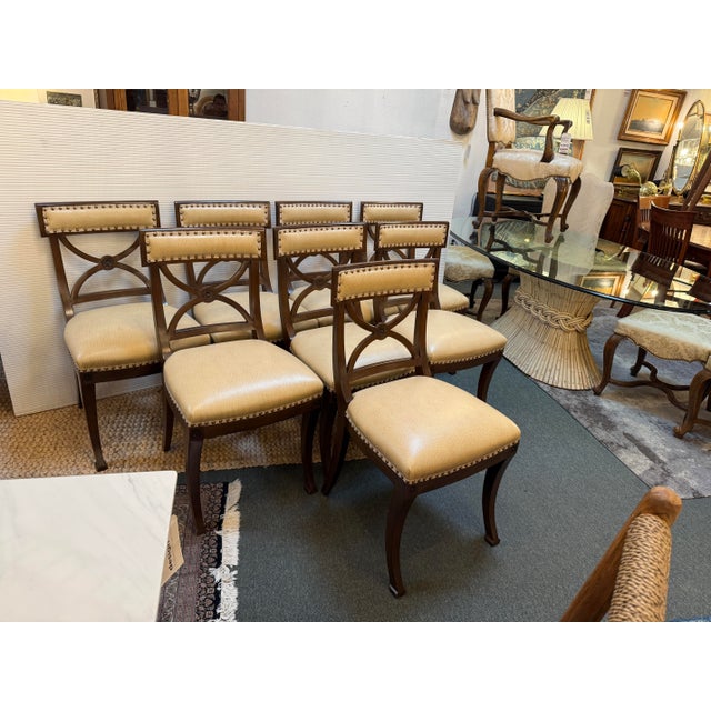 Traditional Schumacher French Empire Revival Mahogany Dining Chairs, Set of Eight For Sale - Image 3 of 12