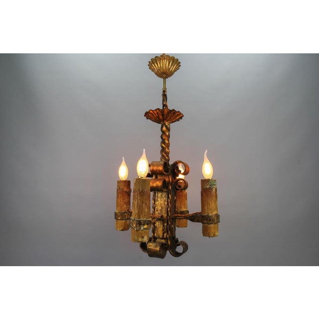 Late 19th Century Medieval Gilt Wrought Iron Chandelier, 1890s For Sale - Image 4 of 18
