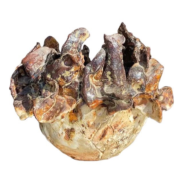 Vintage Boho Slab Built Studio Pottery Vase For Sale