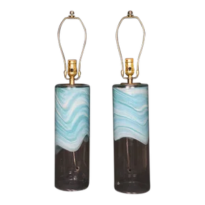 Mid 20th Century Mezza Murano Style Lamps - a Pair