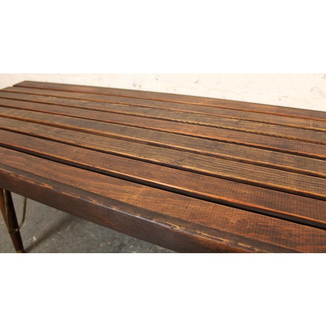 Late 20th Century Walnut Slat Bench For Sale - Image 12 of 13