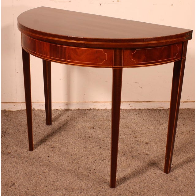 Console or Game Table in Inlaid Mahogany For Sale - Image 11 of 12
