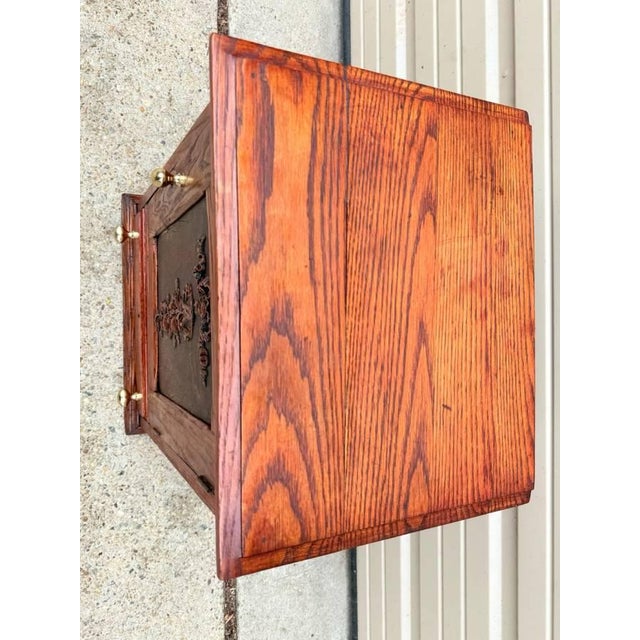 Brown Antique Victorian Oak Wood Carved Chest / Antique Medicine Apothecary Cabinet For Sale - Image 8 of 12