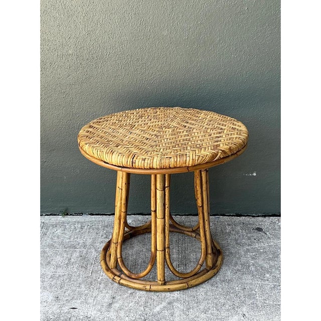 Vintage Woven Rattan Accent Table For Sale In West Palm - Image 6 of 12