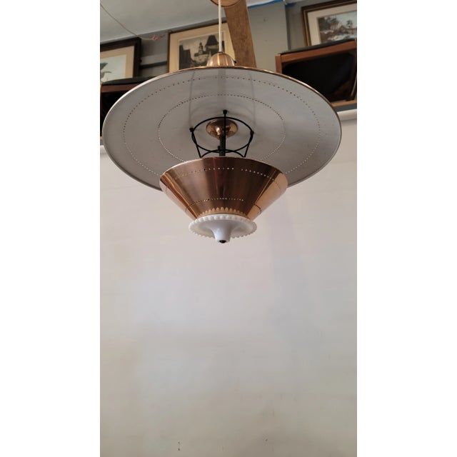 1960's Mid -Century Chandelier Atomic Adjustable Aluminum Copper Color For Sale - Image 4 of 6