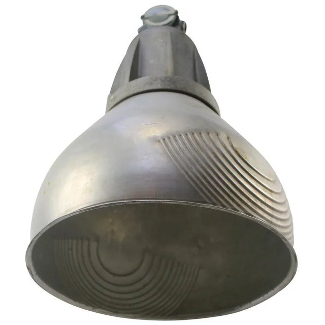 Industrial Vintage French Industrial Grey Metal Pendant Lamp from Mazda For Sale - Image 3 of 5