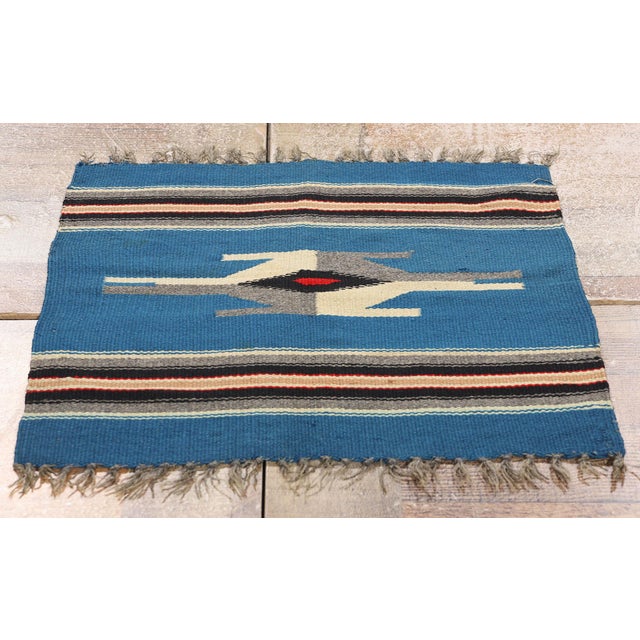 Cerulean Vintage New Mexico Chimayo Rug - 01'07 X 01'07 For Sale - Image 8 of 9