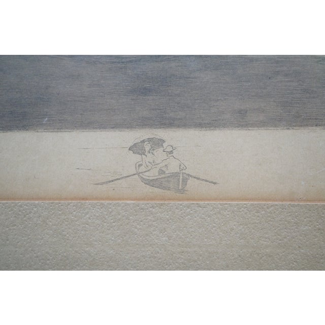 Antique John Octavius Anderson Signed Sailboat Village Seascape Etching 26" For Sale - Image 9 of 12