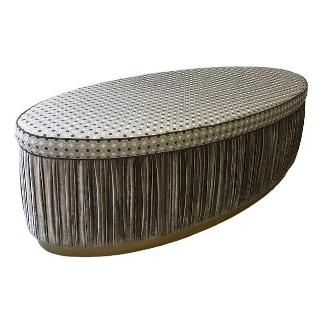 Large Vintage Ottoman in Fabric For Sale - Image 10 of 10