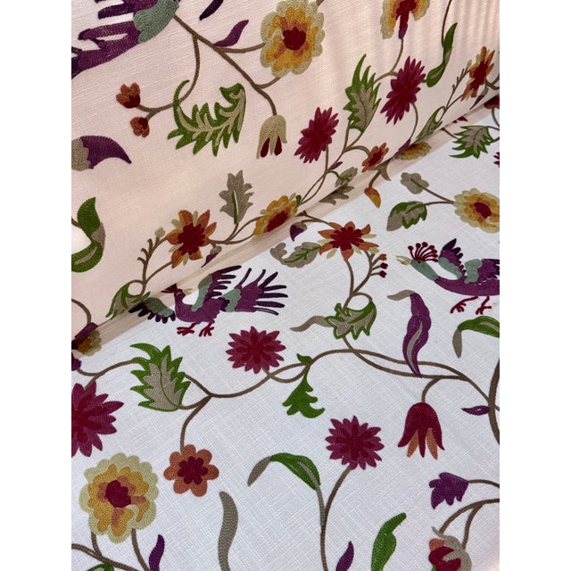 Vintage Mother of Pearl Inlay Bench With Hand Embroidered Suzani-Style Linen Upholstery For Sale - Image 10 of 10