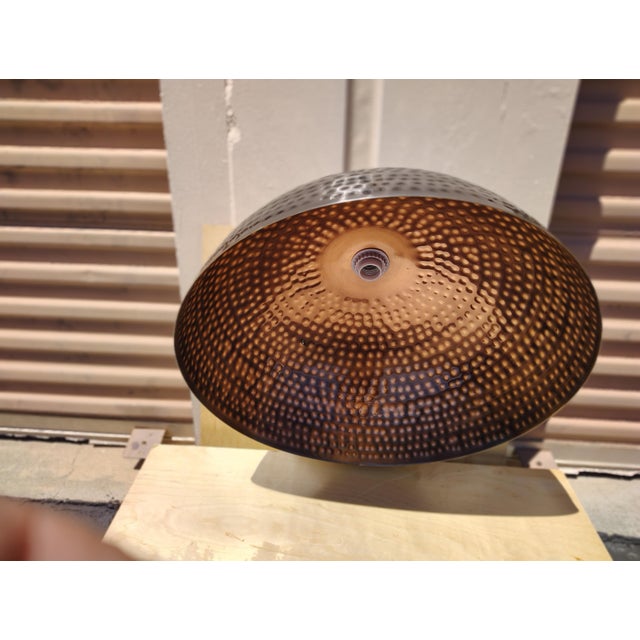 Modern Hammered Blackened Copper Pendant Lamp For Sale In San Diego - Image 6 of 8