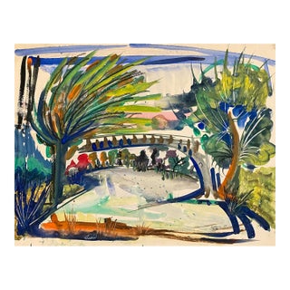 1955 Robert Colborne Central Park Watercolor For Sale