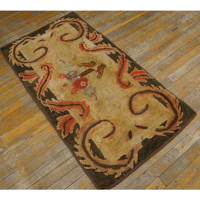 Antique American Hooked rug. Measures: 2'3" x 4'5".