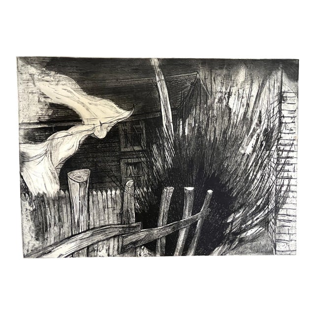 Artist's Proof Etching by Joan Connell (American, Present) Titled 'Flying Sheets' C1965 For Sale