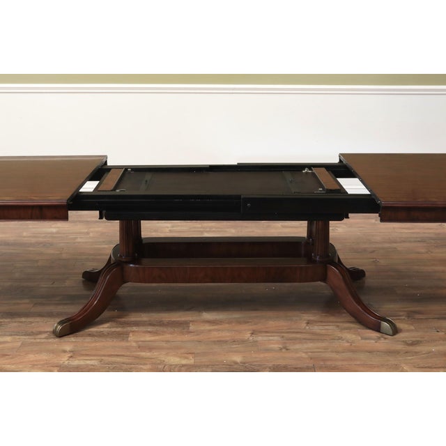 Theodore Alexander Extending Dining Table Seats 10-14 People Walnut Finished Dining Table With Hyedua Crown Veneer by Theodore Alexander & Stephen Church For Sale - Image 4 of 15