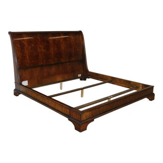 Massive Henredon Aston Court Flame Figured Mahogany King Sleigh Bed For Sale