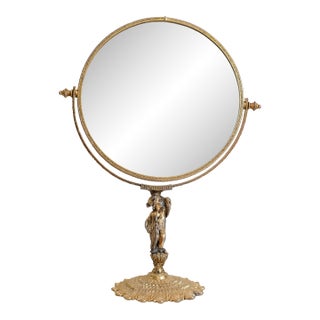 Ornate Art Nouveau Female Figure Mirror For Sale