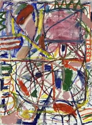 “Peace Out Two” Contemporary Abstract Expressionist Mixed-Media Painting