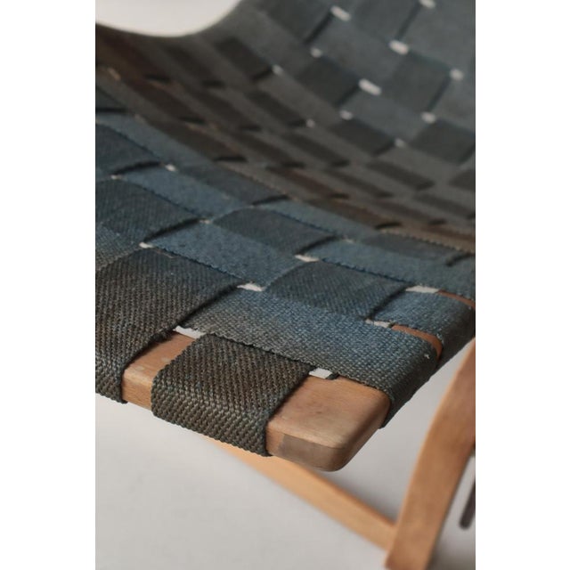 Early No. 36 Chaise Longue in Blue Webbing and Beech attributed to Bruno Mathsson, 1939 For Sale - Image 13 of 18
