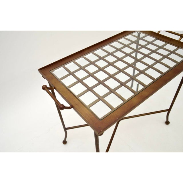 1970s Vintage Brass and Glass Tray Top Side Table, 1970s For Sale - Image 5 of 8