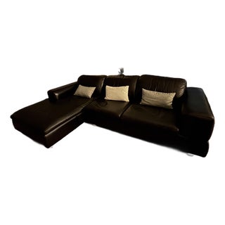 American Leather Black Leather 2 Piece Sectional For Sale