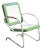 Mid 20th Century Art Deco Metal Basketweave Old Green White Porch Outdoor Spring Arm Chair For Sale