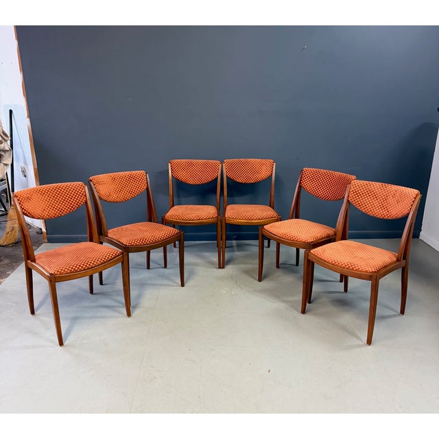Mid-Century Modern 1950s Attributed to Barney Flagg for Drexel Walnut Dining Chairs Set of Six For Sale - Image 3 of 12