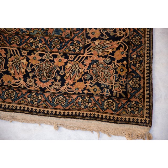 1920s Antique Persian Mohtashem Kashan Floral Medallion Navy Wool Rug For Sale - Image 12 of 14