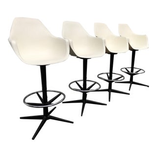 Mid Century Plastic Shell Swivel Bar Stools- Set of 4 For Sale
