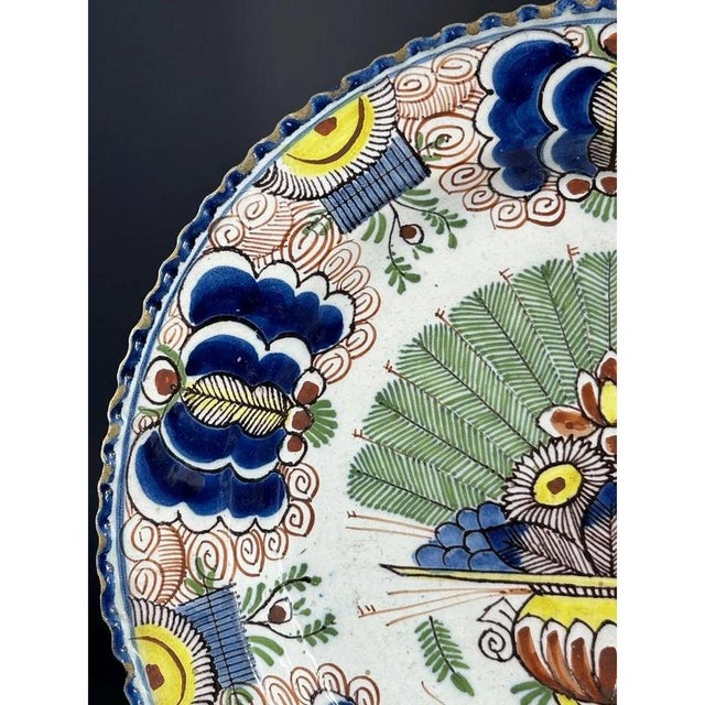 Delft Dish with Peacock Pattern from De Klaauw, 1760s For Sale - Image 5 of 11