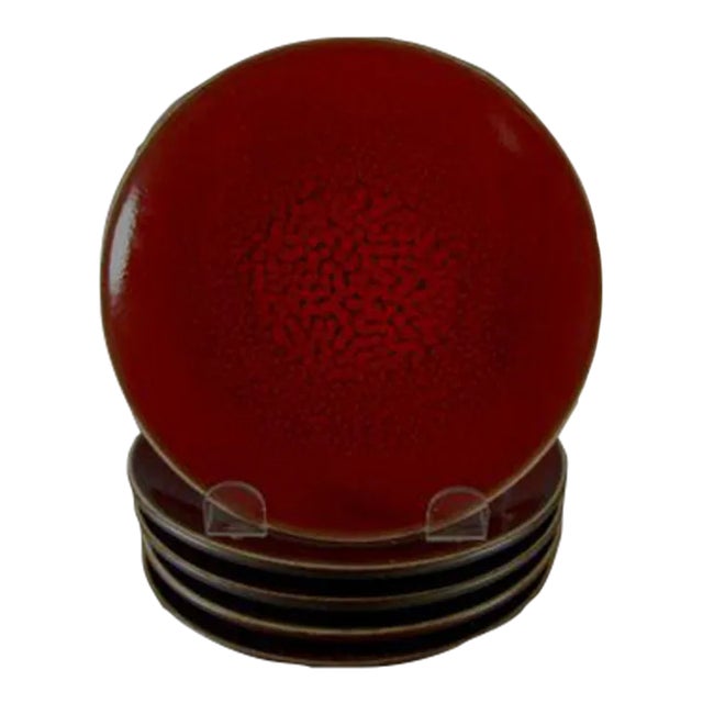 Jars France Tourron Cerise Red Saucers or Small Plates - Set of 5 For Sale