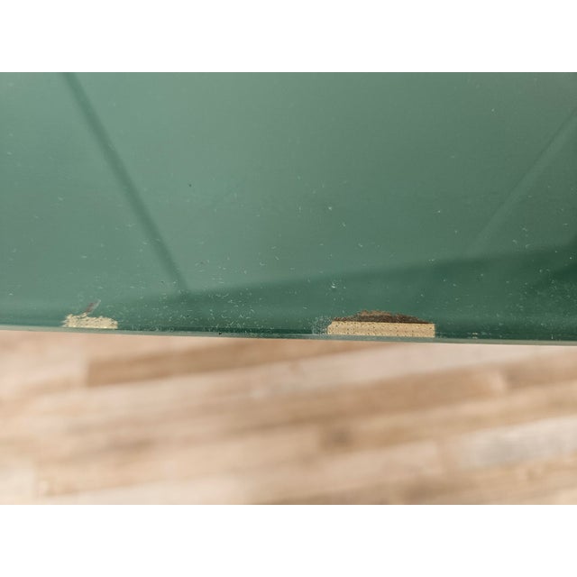 Mid-Century Modern Mahogany Dining Table with Aquamarine Glass Top, 1950 For Sale - Image 9 of 17