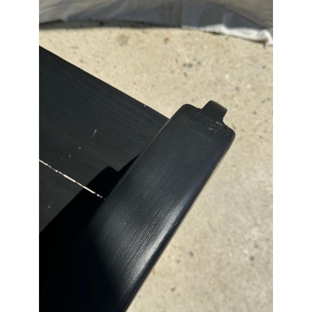 Small Asian Armchair in Black Upcycled Wooden Slats For Sale - Image 10 of 13