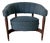 1960s Mid-Century Modern Floating Barrel Lounge Chair in Teal Upholstery With Walnut Frame & Brass Sabots For Sale