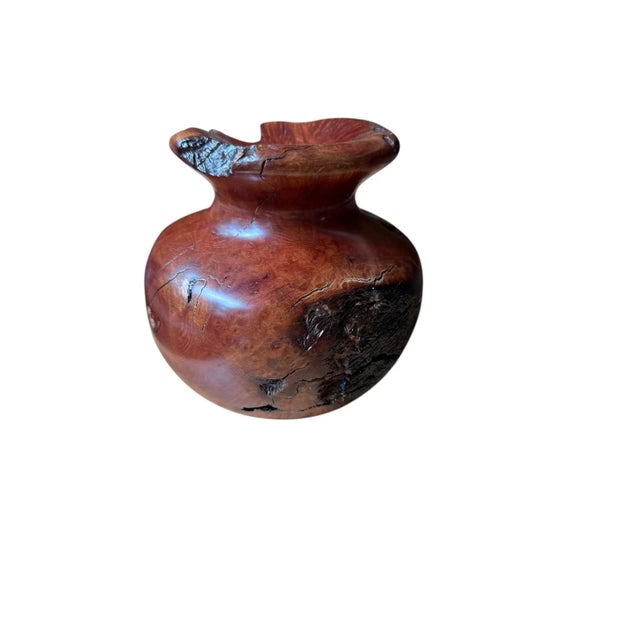 Art Deco Vintage Burlwood Brutalist Hand Turned Sculpture Art Vase For Sale - Image 3 of 9