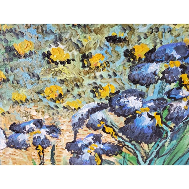 1980s 1980s Post-Impressionist Style Floral Still Life Oil Painting of Water Lillies and an Iris For Sale - Image 5 of 6