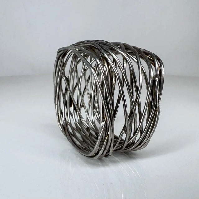 1970s Sculptural Chrome Napkin Ring Holders Set 3 For Sale - Image 10 of 11