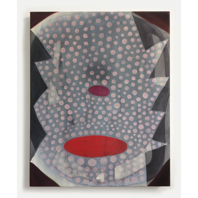 Contemporary geometric colorful abstract painting by Texas-based artist Max Manning. The work features organic and...