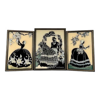 Vintage Smith Frederick Courting Silhouette Foil Pictures Collection - Set of 3 For Sale