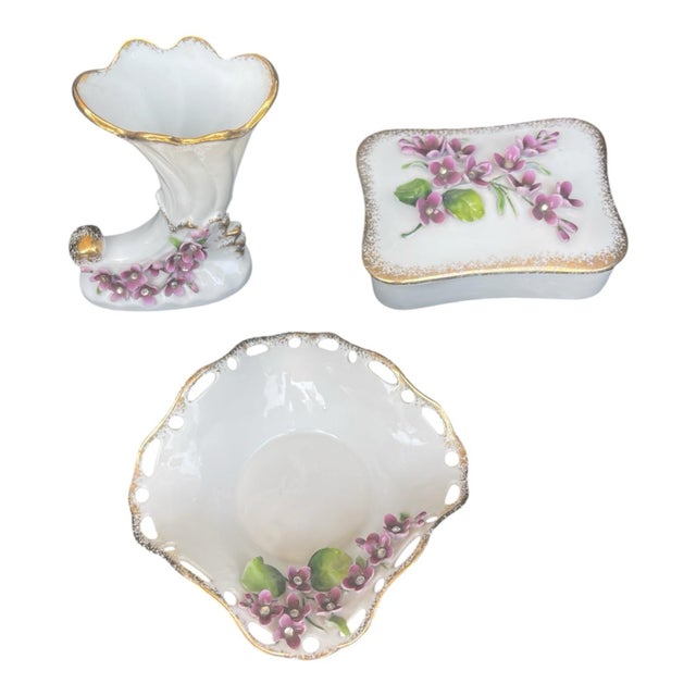 1950s Lefton Romantic Boudoir Decorative Accent Set of 3 For Sale - Image 9 of 11