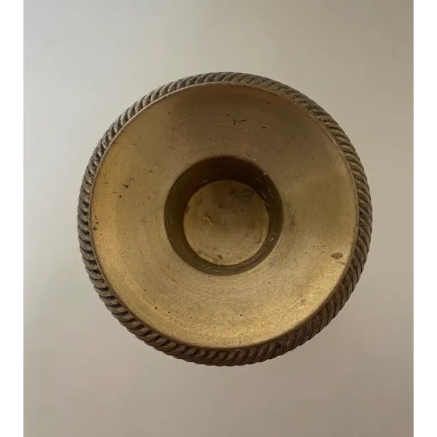 Metal Vintage Late 19th Century Solid Brass and Black Candlestick For Sale - Image 7 of 8